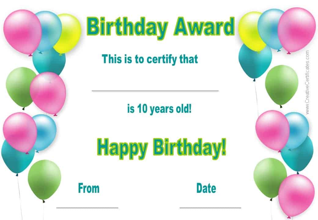 printable certificates for birthday