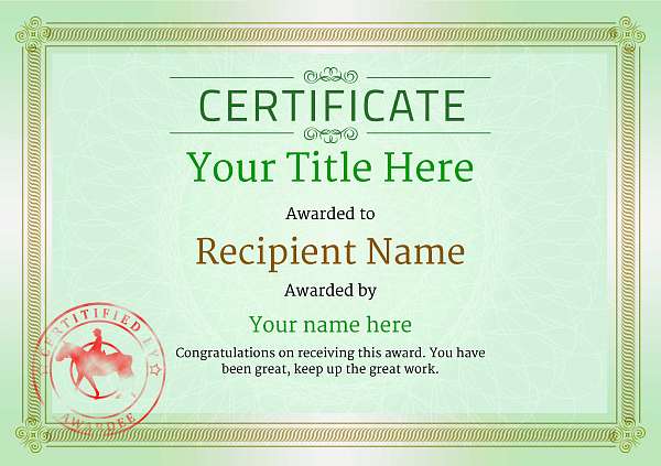 printable certificates for horse riding