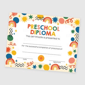 Printable Preschool Graduation Editable Diploma, Customizable ...