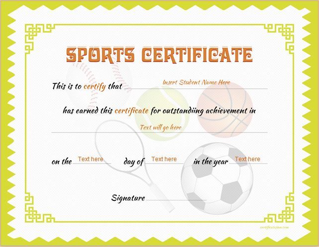 printable certificates for sports