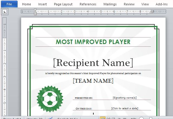 printable certificates for sports