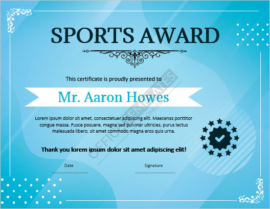 8+ Free Sports Certificate Templates &  Formats for MS Word