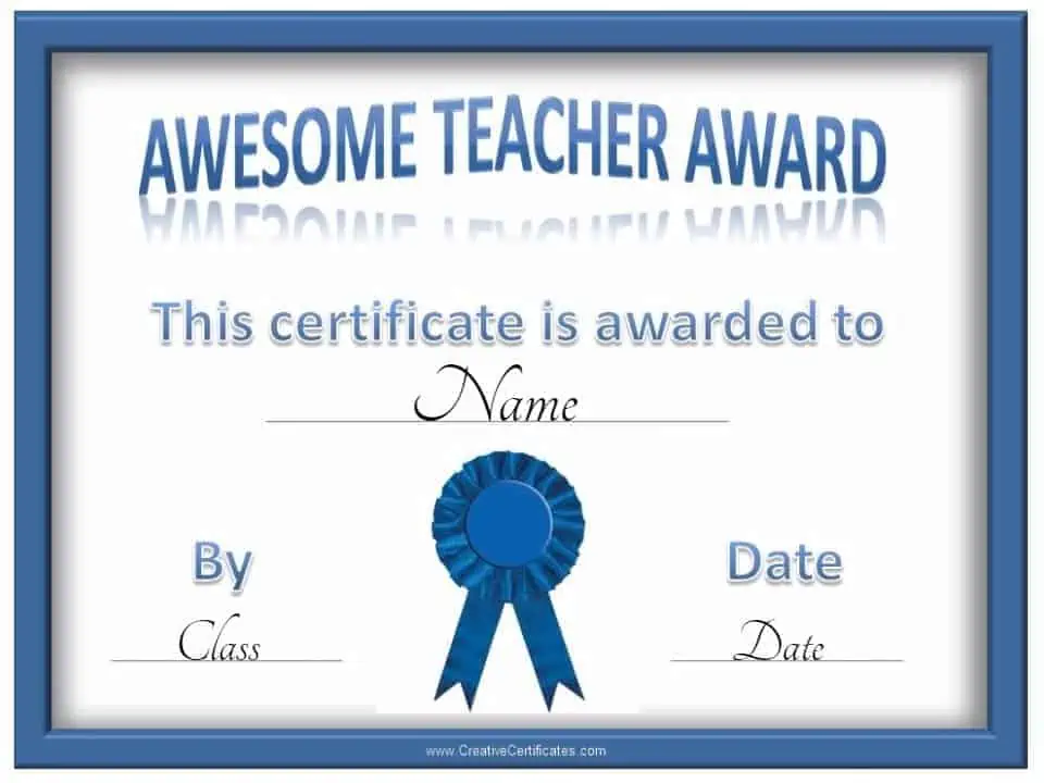 printable certificates for teachers best teacher awards