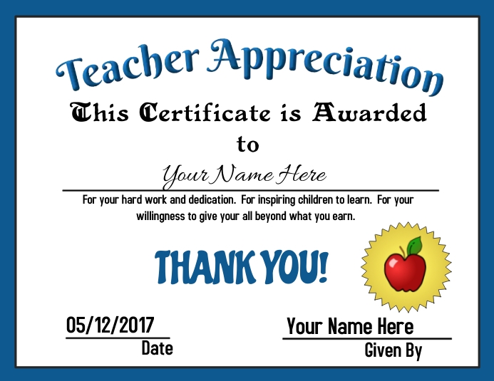 Teacher Appreciation Award Template | PosterMyWall