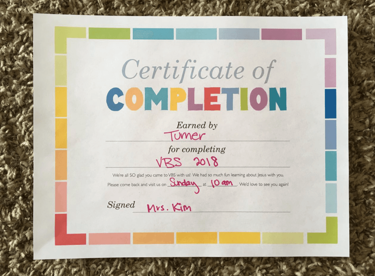 VBS Certificate Printable for Vacation Bible School - 15 Options