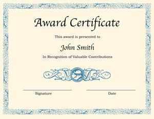 Blank Award Certificate Templates for Word | Printable Certificates
