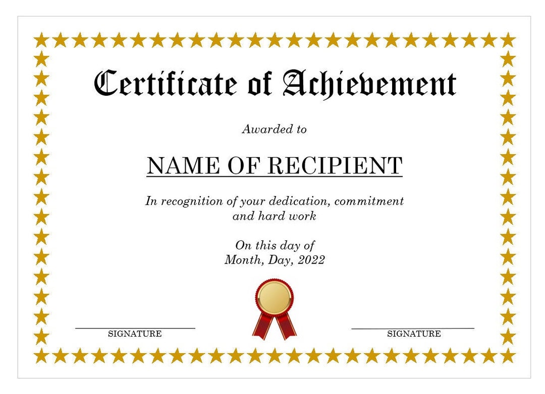 printable certificates of achievement