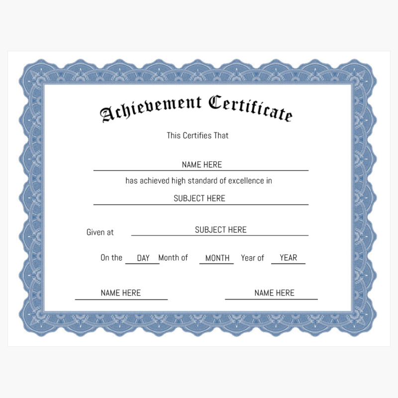 printable certificates of achievement
