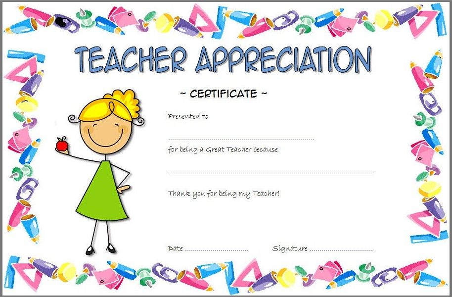 printable certificates of appreciation for teachers