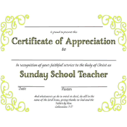 Certificate of Appreciation-Sunday School Teacher - PDF Download ...