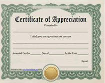 printable certificates of appreciation for teachers