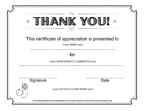printable certificates of appreciation for teachers