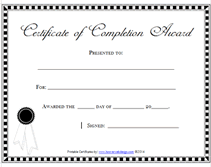 printable certificates of completion