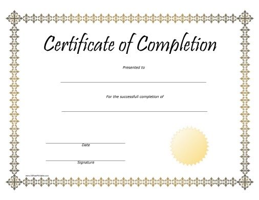 Completion Award Certificate