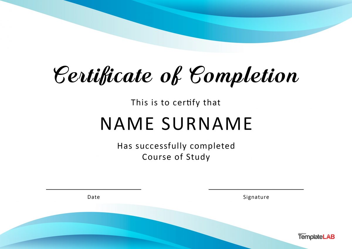 printable certificates of completion