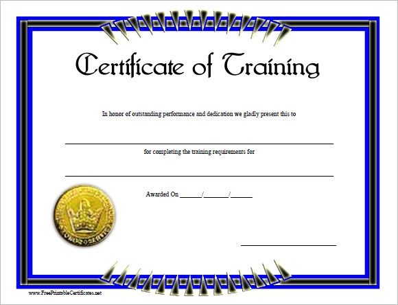 printable certificates of training