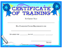 printable certificates of training