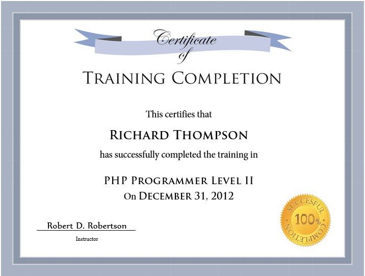 printable certificates of training