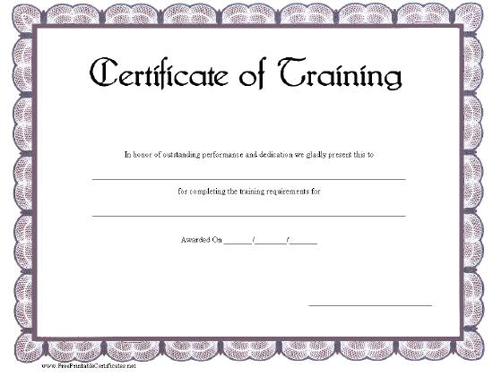 printable certificates of training