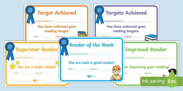 Editable Reading Certificate Templates for Kids - Twinkl