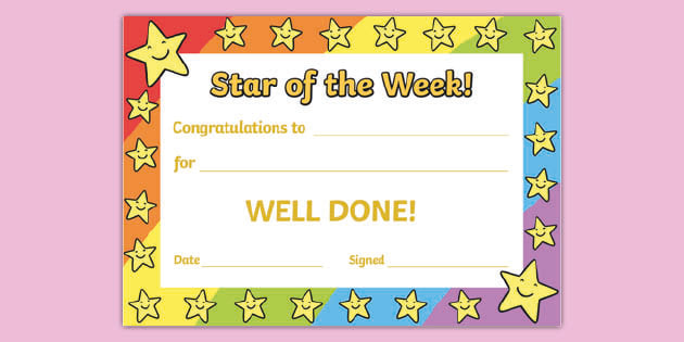 ? Star of the Week Certificate  