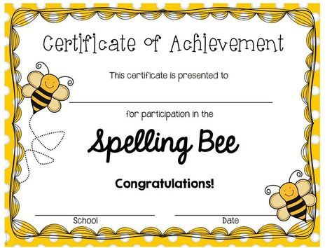 Spelling Bee Award Certificate Template (3) - TEMPLATES EXAMPLE