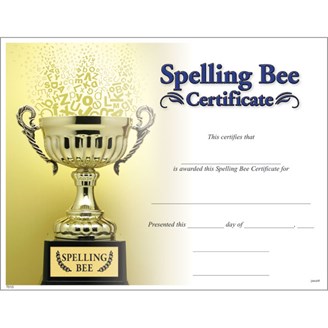 Spelling Bee Certificate - Jones School Supply