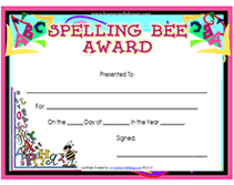 Free Printable Spelling Bee Blank Award Certificates Templates