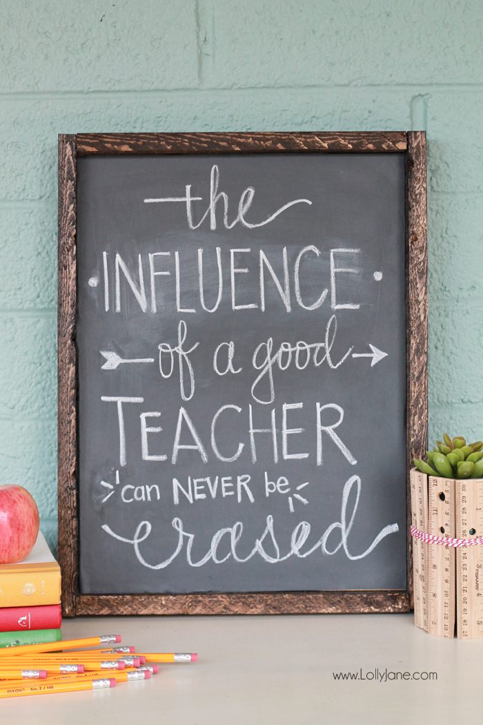 DIY vinyl chalkboard framed sign