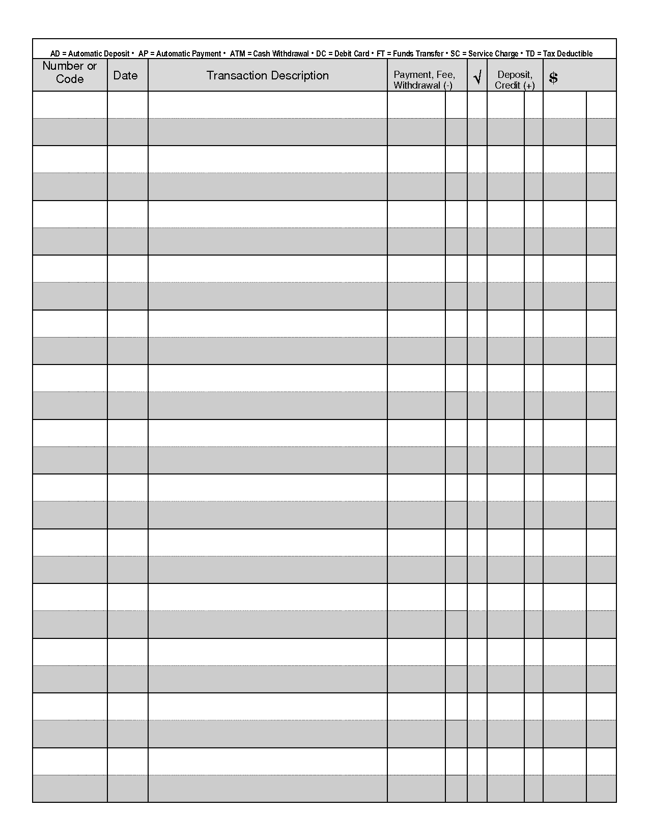 printable check register forms