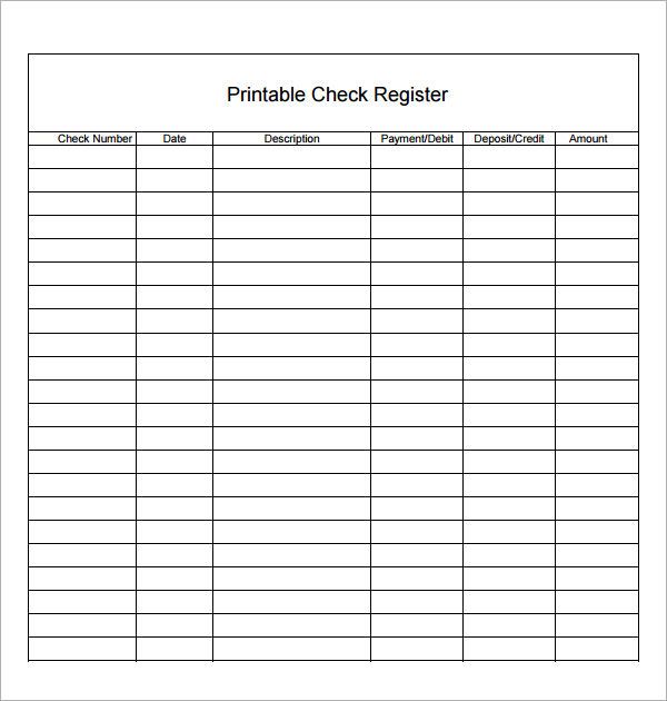 printable check register forms