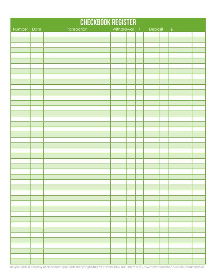printable check register free