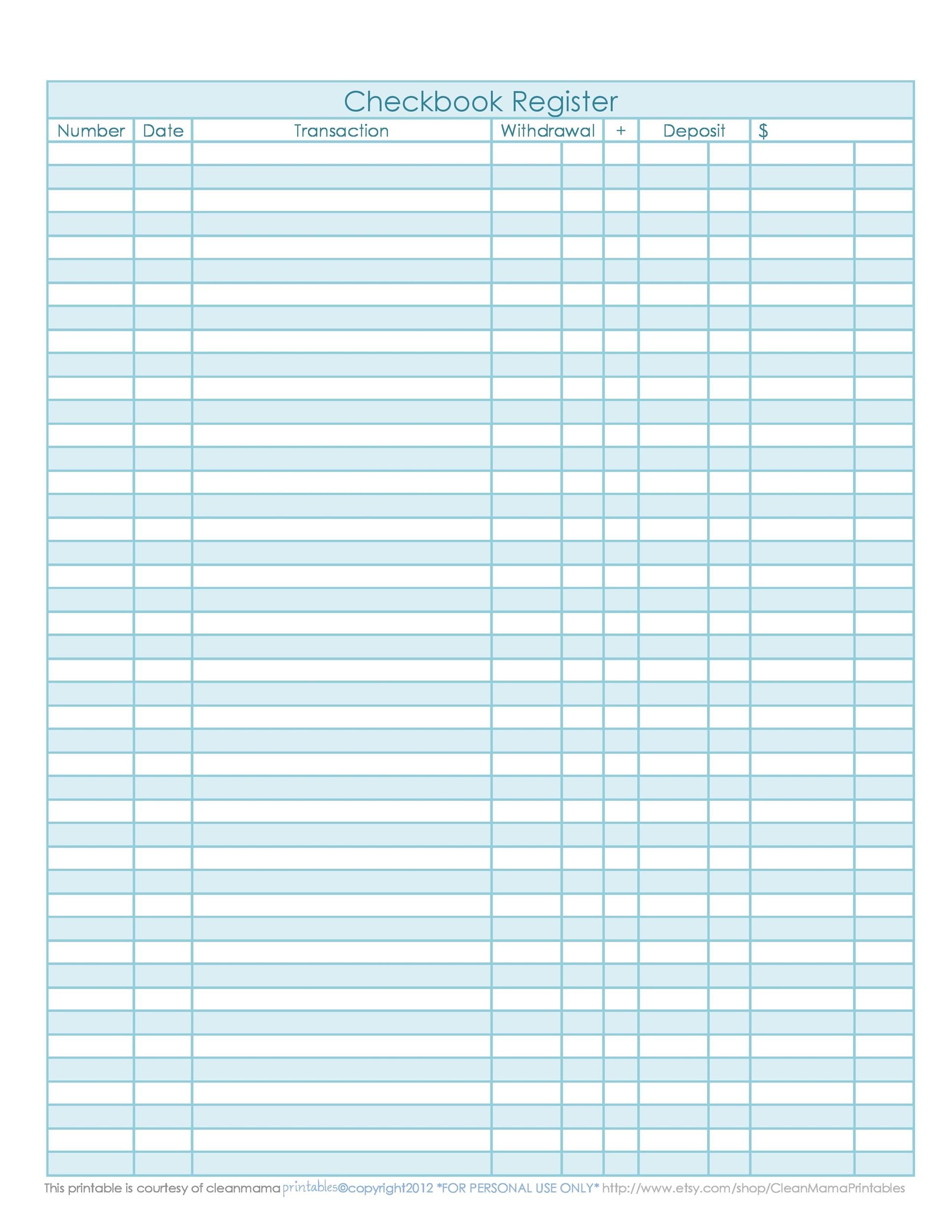 printable check register half page