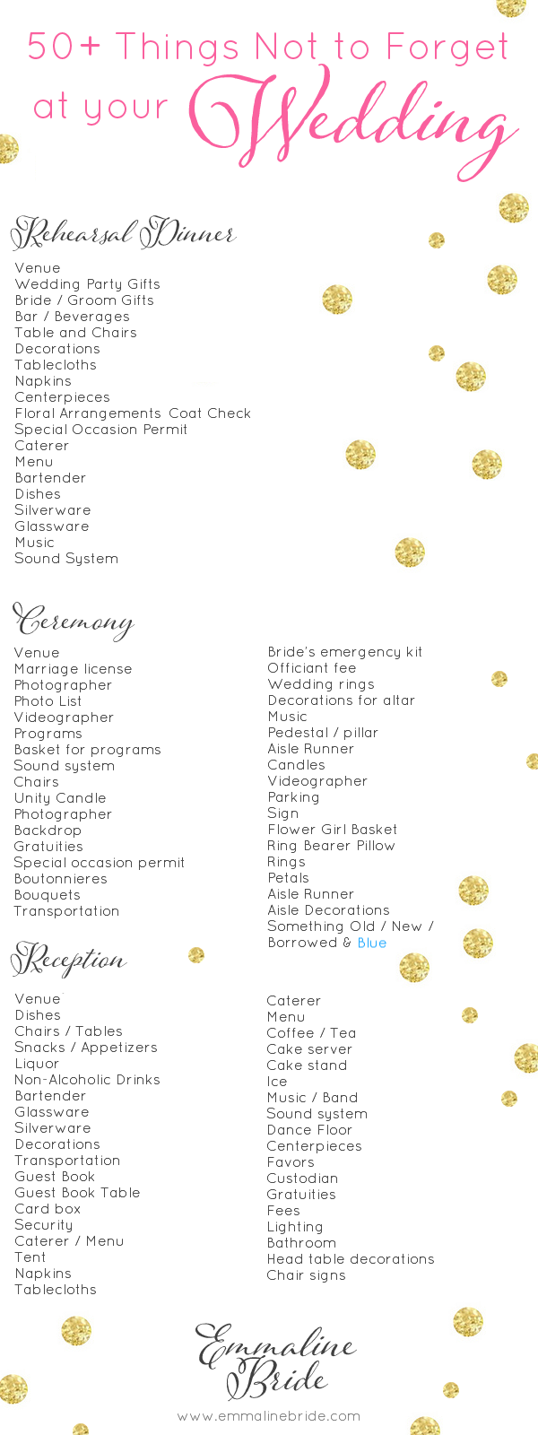 Wedding Day Checklist Printable: 50+ Things Not to Forget