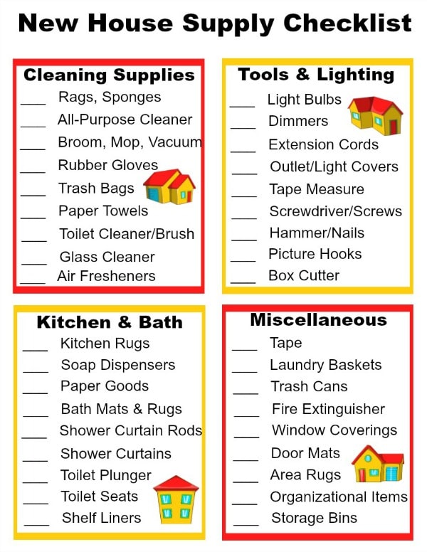 printable checklist for moving into a new home
