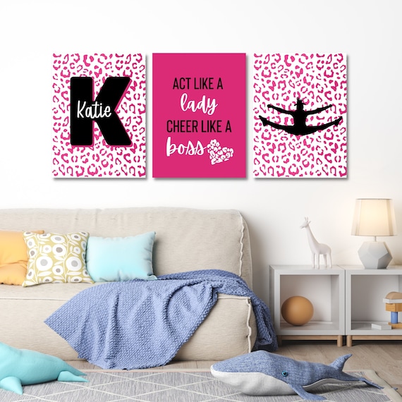 Cheer Custom Monogram Set of 3 Prints Kids Room Decor ...