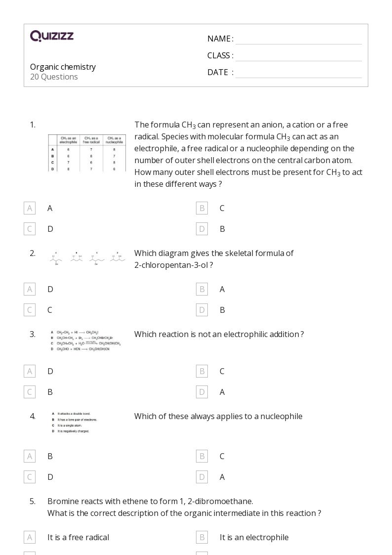 50+ organic chemistry worksheets for 12th Class on Quizizz | Free ...