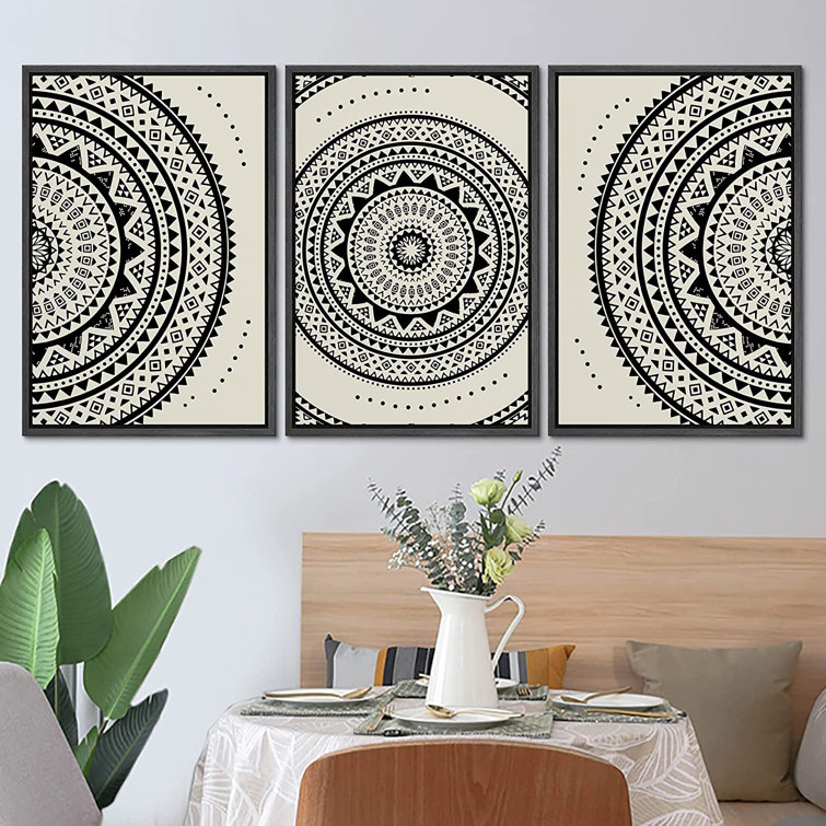SIGNLEADER Black Indian Mandala Pattern Boho Geometric Abstract ...