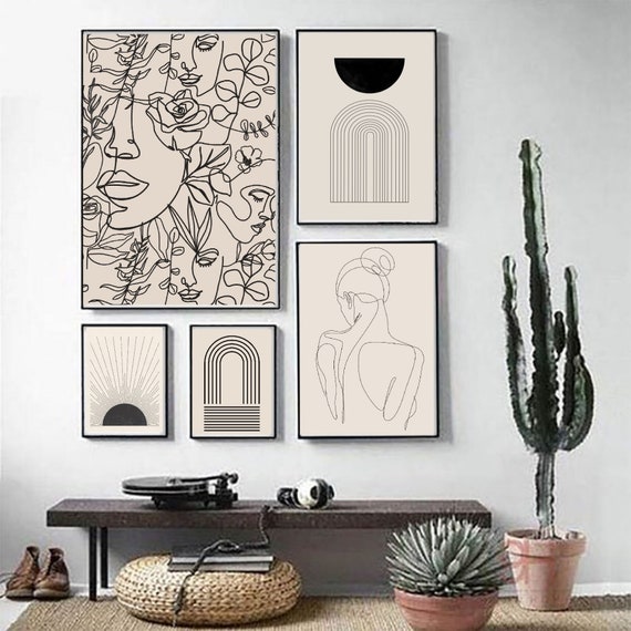 Printable Wall Art, Boho Mid Century Modern Wall Art, Gallery Wall ...