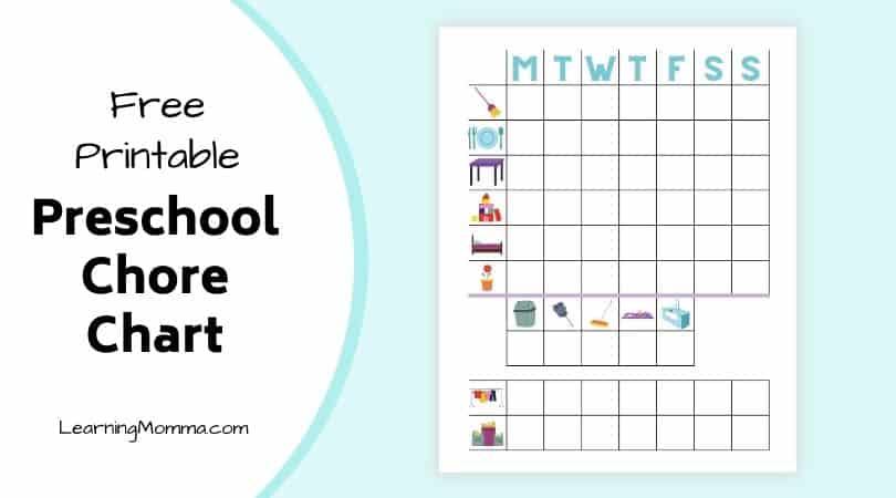 Free Printable Chore Chart For 4 Year Olds - With Pictures!