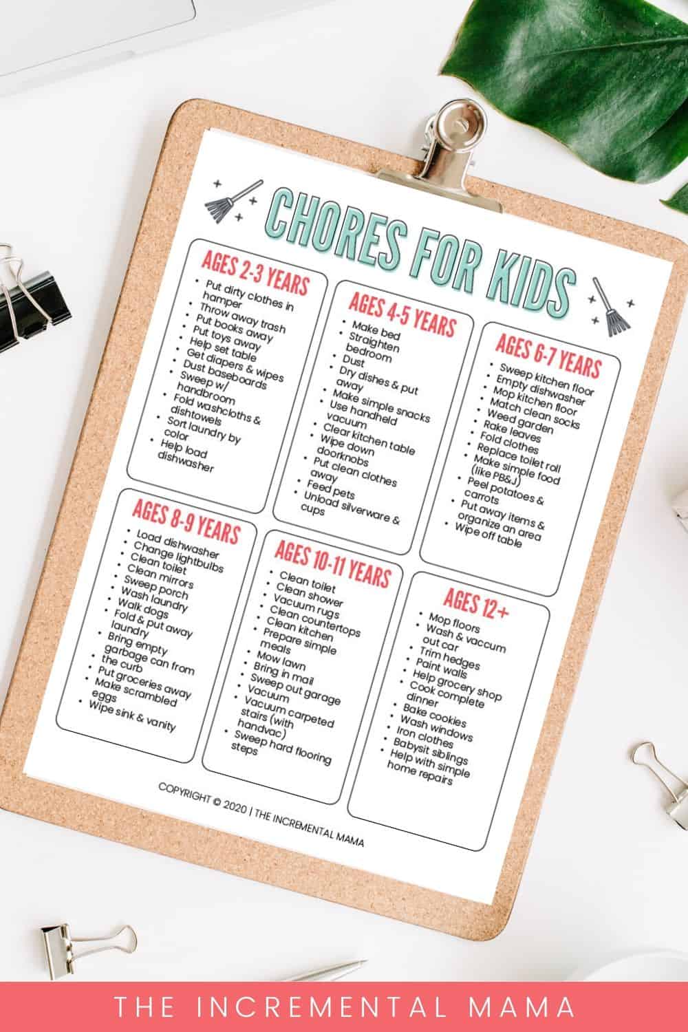 printable chore chart 10 year old