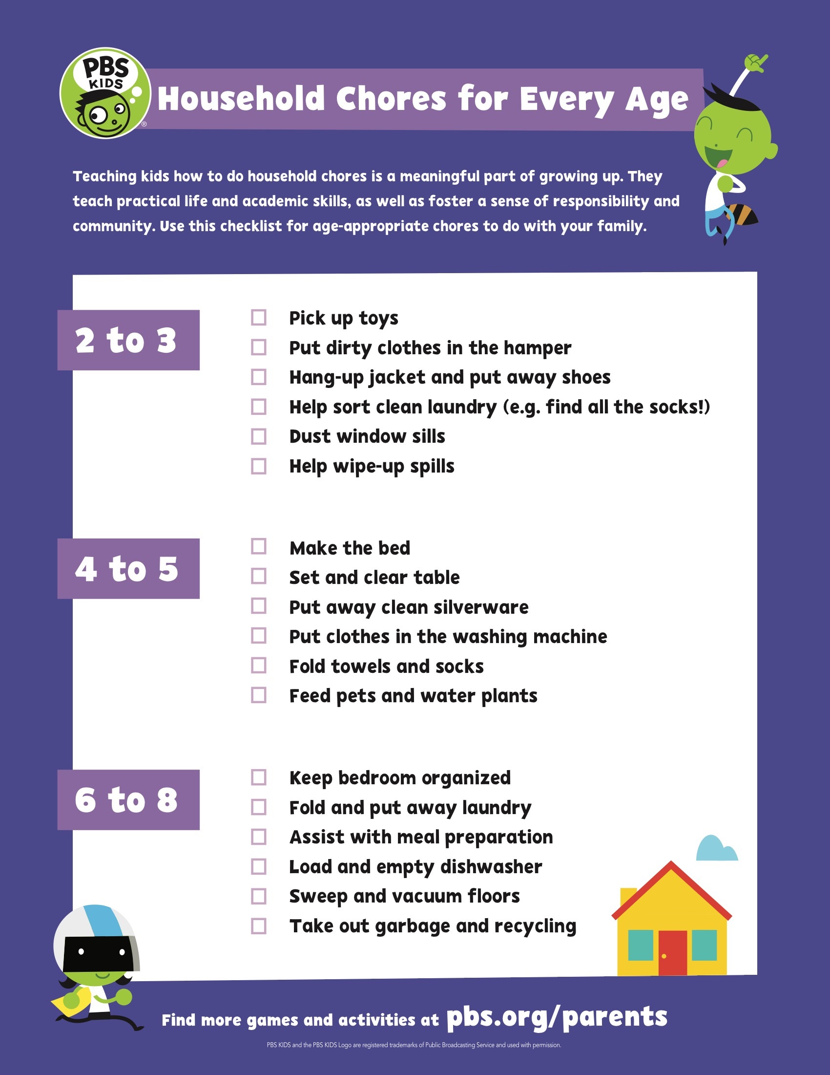 printable chore chart 8 year old