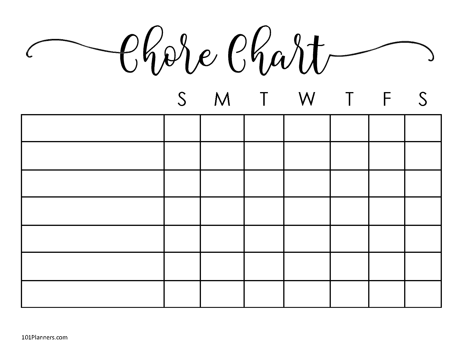 FREE chore chart template | 101 Different Designs