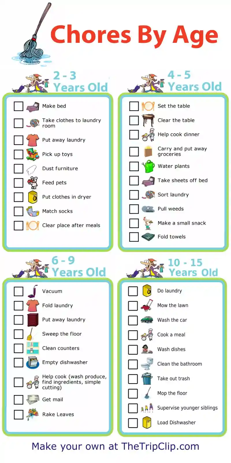 printable chore charts for 10 year olds