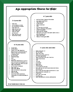 printable chore charts for 10 year olds