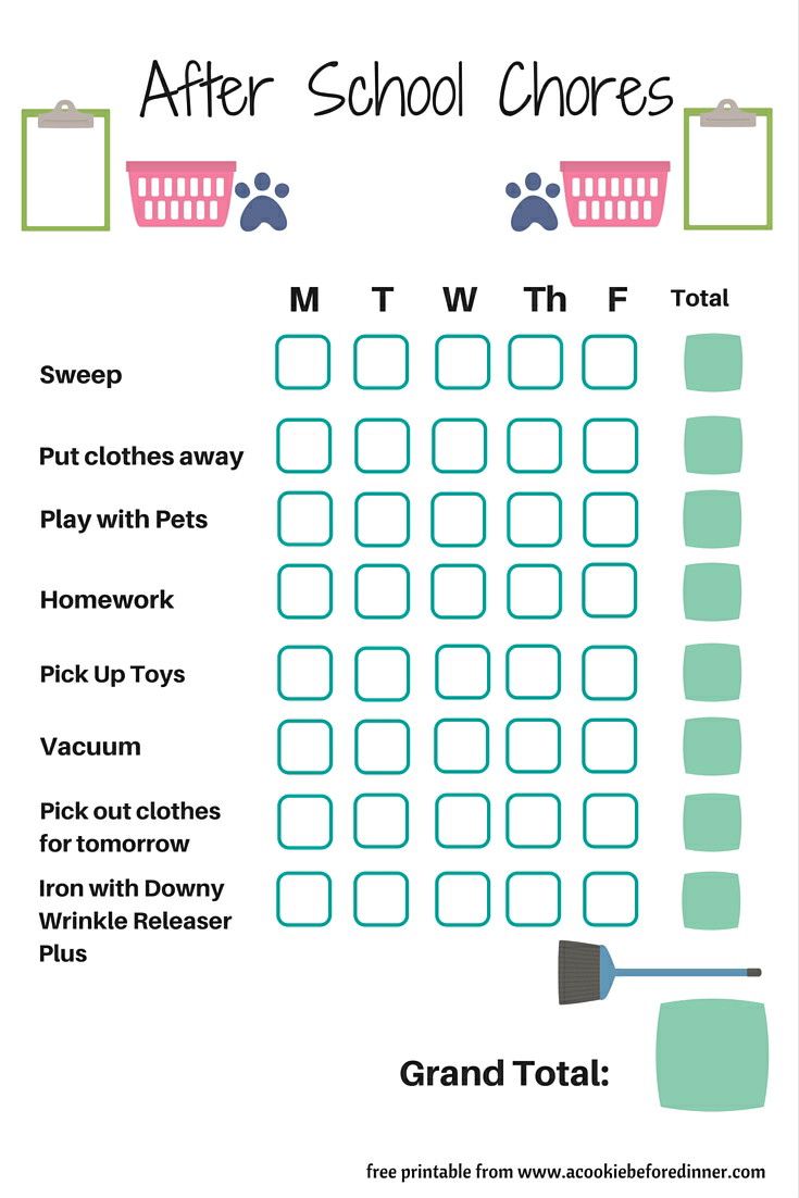 Chores for 6 to 8 Year Olds + A Free Chore Chart Printable