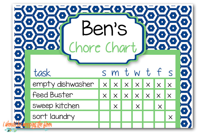 printable chore charts for 7 year olds