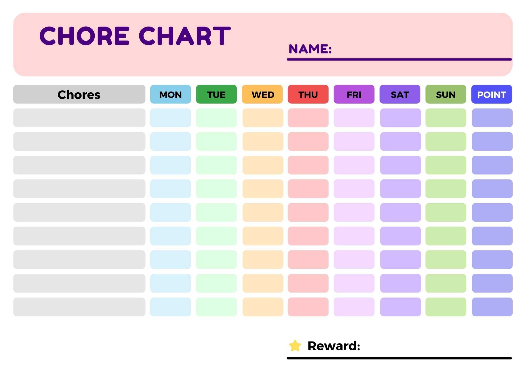 printable chore charts for 7 year olds