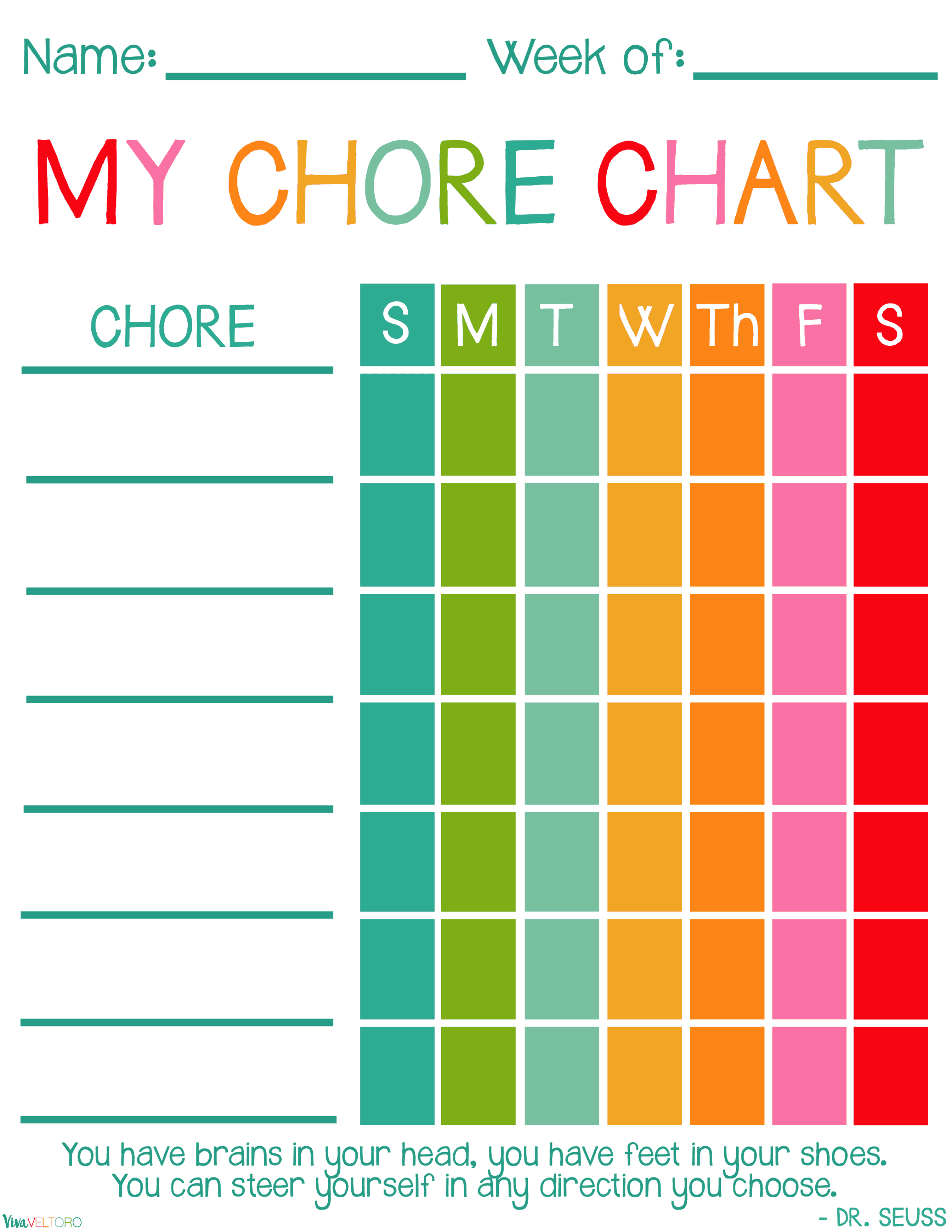 printable chore charts for 7 year olds