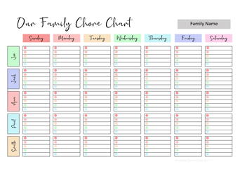 printable chore charts for families